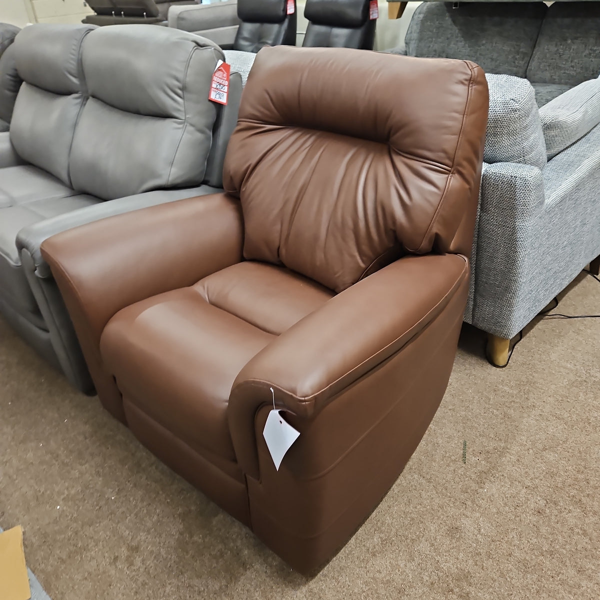 Hudson Leather Power Reclining Armchair Revolution Chocolate / B Gra