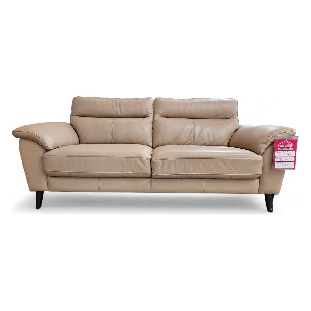 Jayley 3 Seater Leather Sofa - Taupe / B Grade