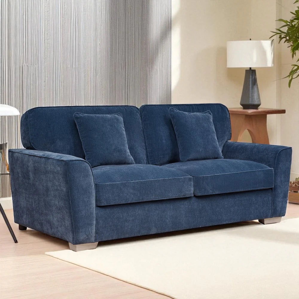 Harlem Fabric 3 Seater Sofa - Royal Blue / A Grade