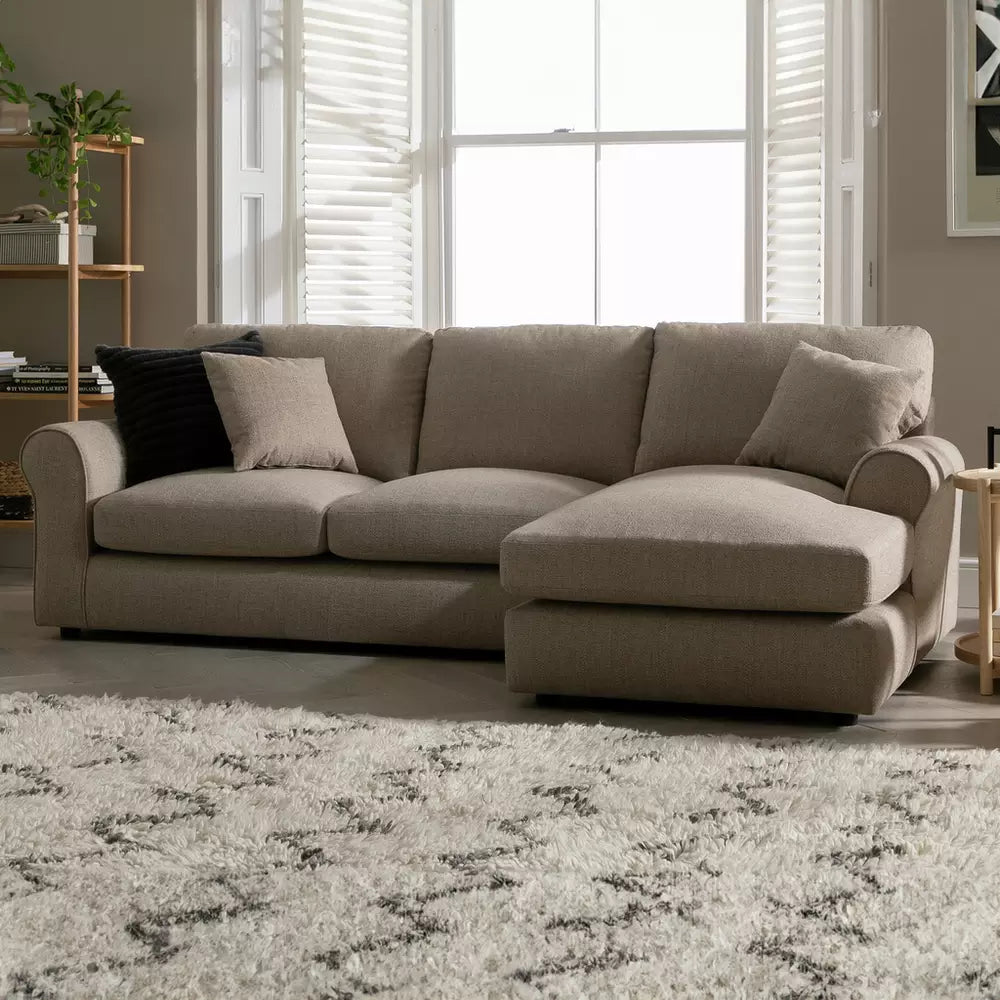 Argos Home Lisbon Fabric Right Hand Corner Chaise Sofa - Stone / B Grade