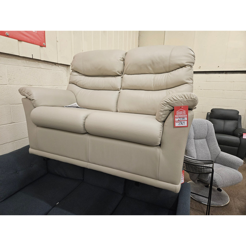 G Plan Malvern 2 Seater Leather Sofa Capri Putty / B Grade