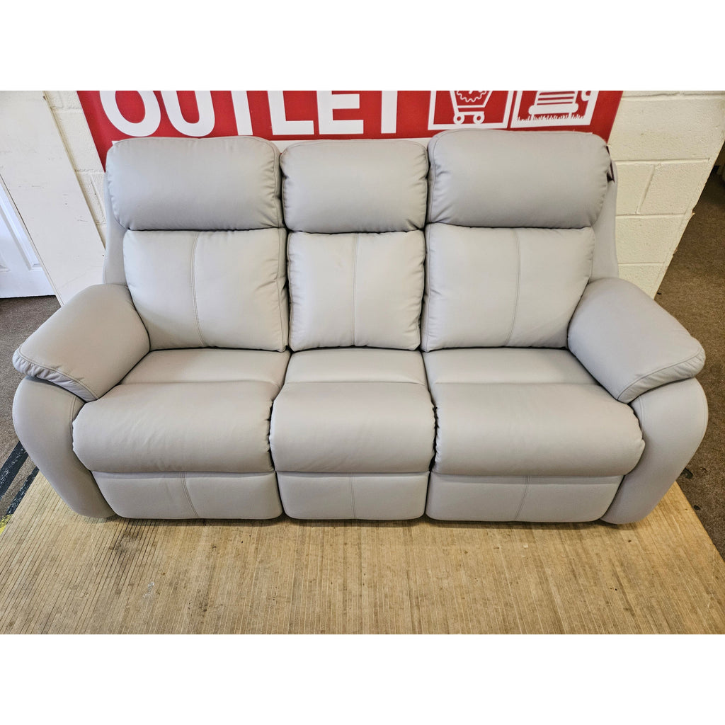 G Plan Kingsbury 3 Seater Leather Sofa - Cambridge Grey / B- Grade