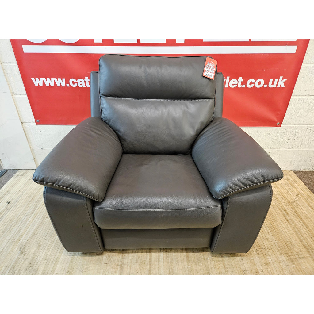 Nicoletti Pepino Leather Power Recliner Armchair - Torello Grigio Scuro / B Grade