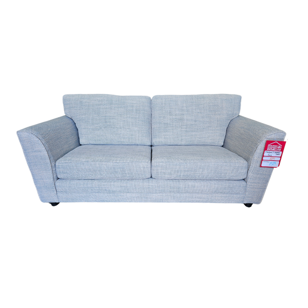 Maddie 3 Seater Fabric Sofa - Blue Cream / A Grade