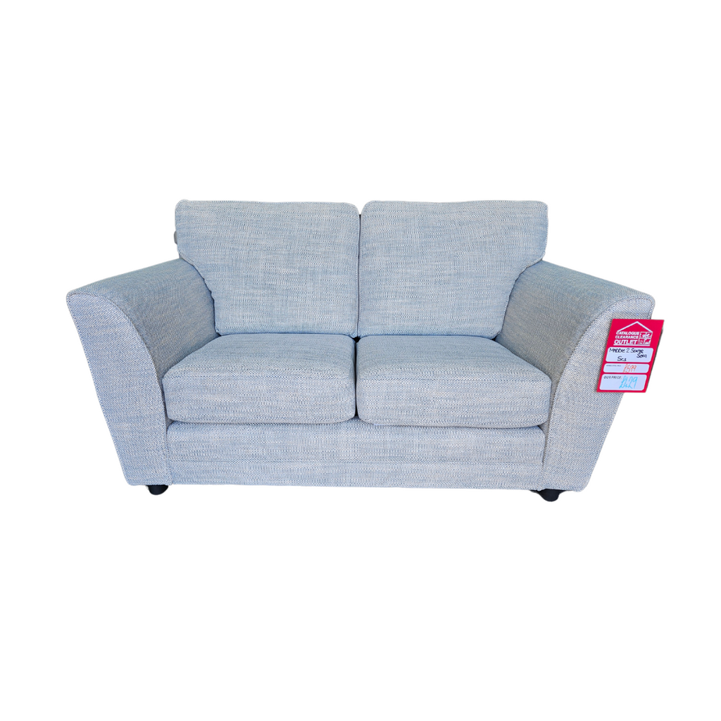 Maddie 2 Seater Fabric Sofa - Blue Cream / A Grade