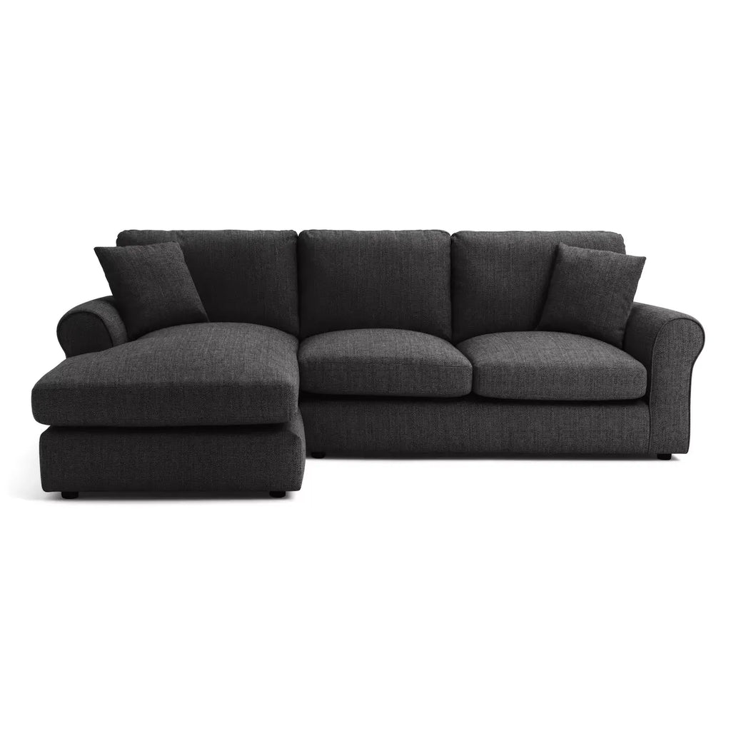 Argos Home Lisbon Fabric Left Hand Corner Sofa- Charcoal / B Grade