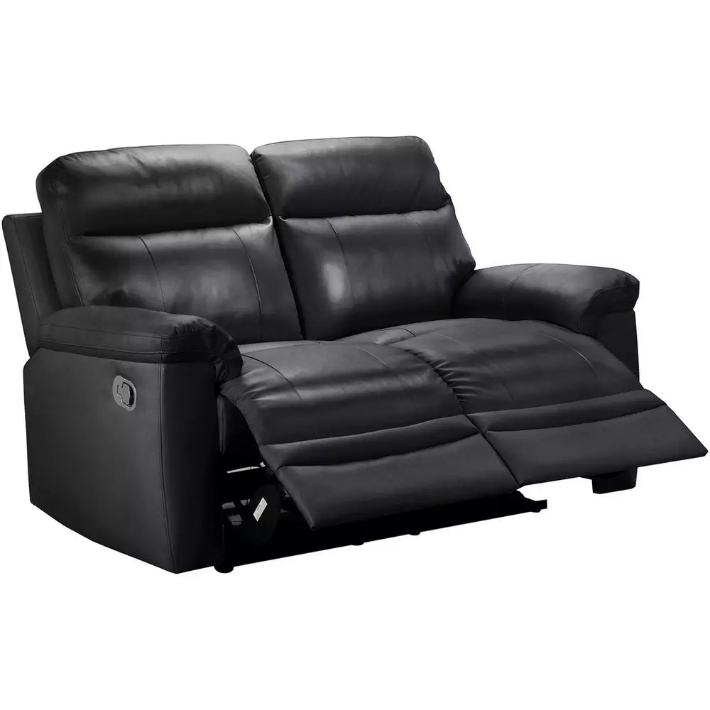 Paolo 2 Seater Manual Recliner Sofa - Black / B Grade