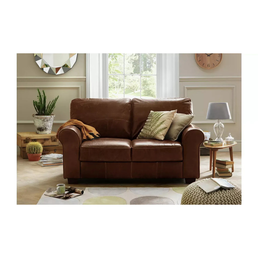 Argos Home Salisbury Leather 2 Seater Sofa - Tan / B Grade