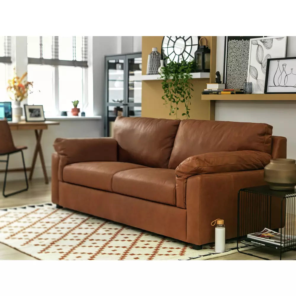 Habitat Florence Leather 3 Seater Sofa - Tan / B Grade
