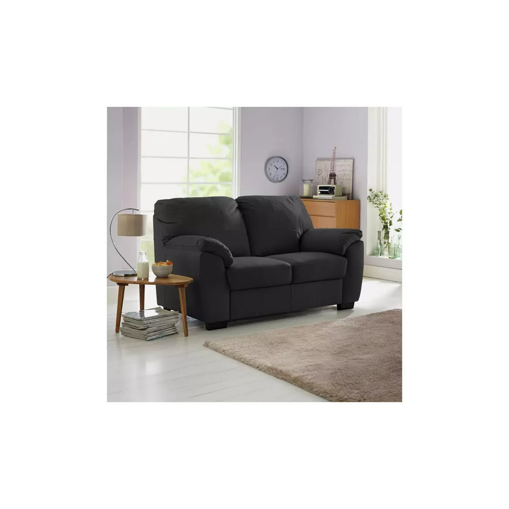 Milano Leather 2 Seater Sofa - Black / B Grade
