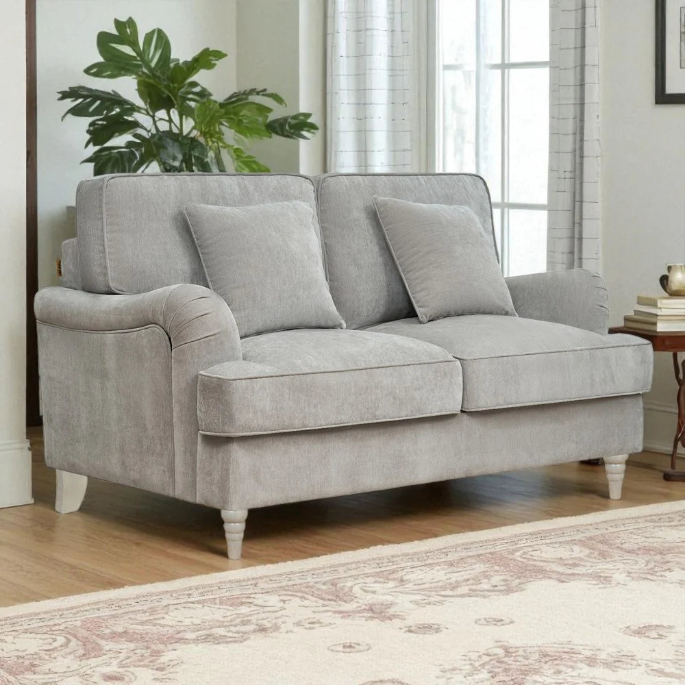 Elizabeth Fabric Two Seater Sofa - Grey / A Grade