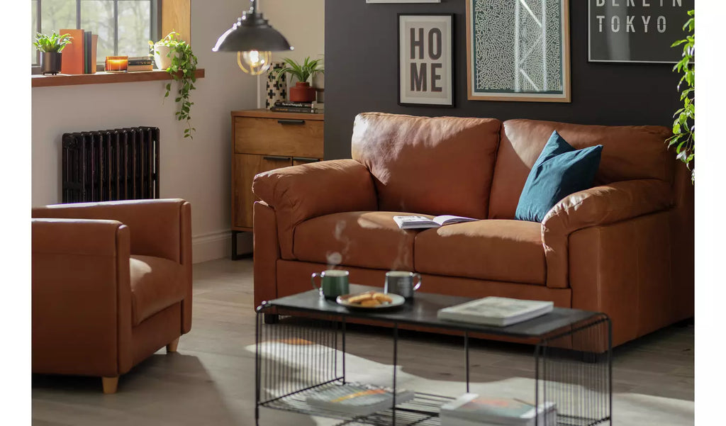 Florence Leather 2 Seater Sofa - Tan / B Grade