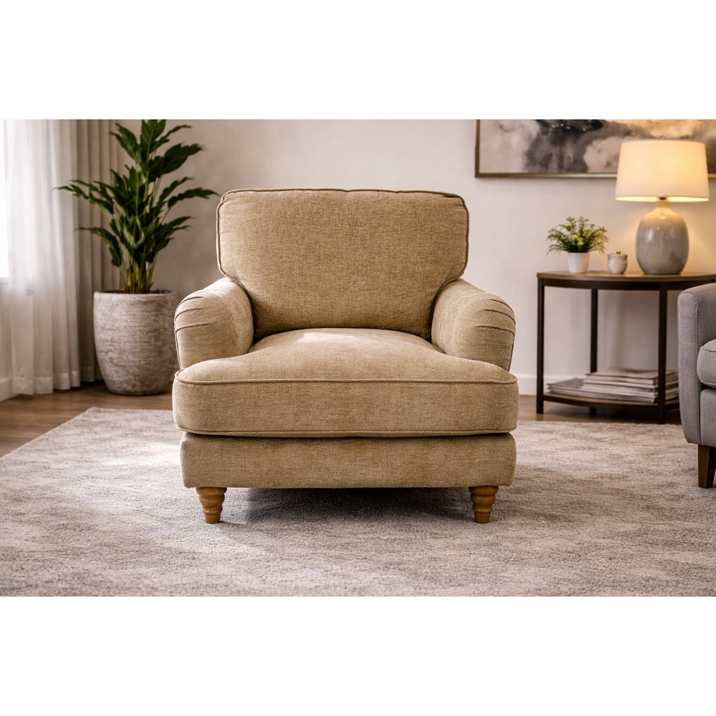 Eloise Fabric Armchair - Beige / B Grade
