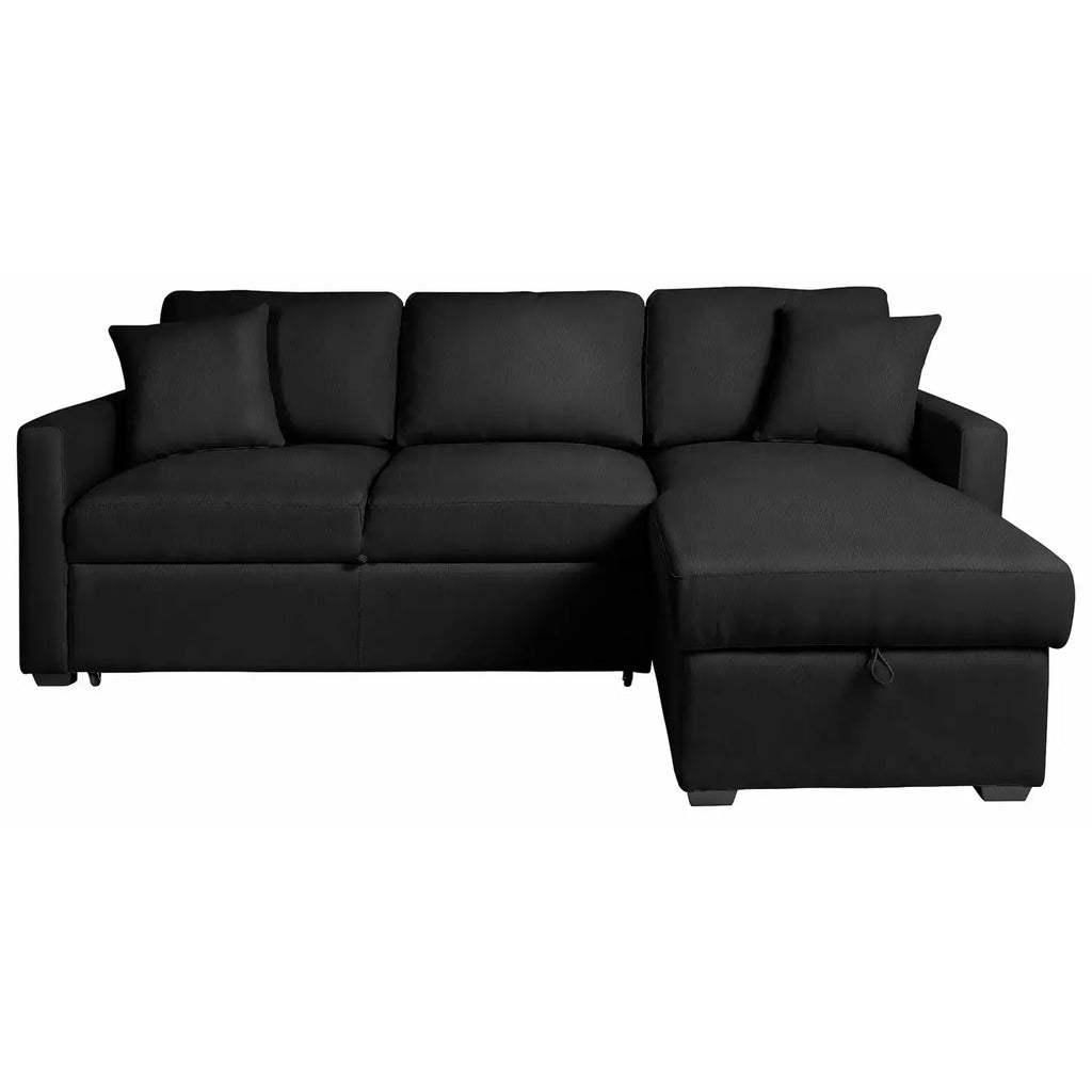 Habitat Reagan Right Hand Faux Leather Storage Sofa Bed - Black / B Grade