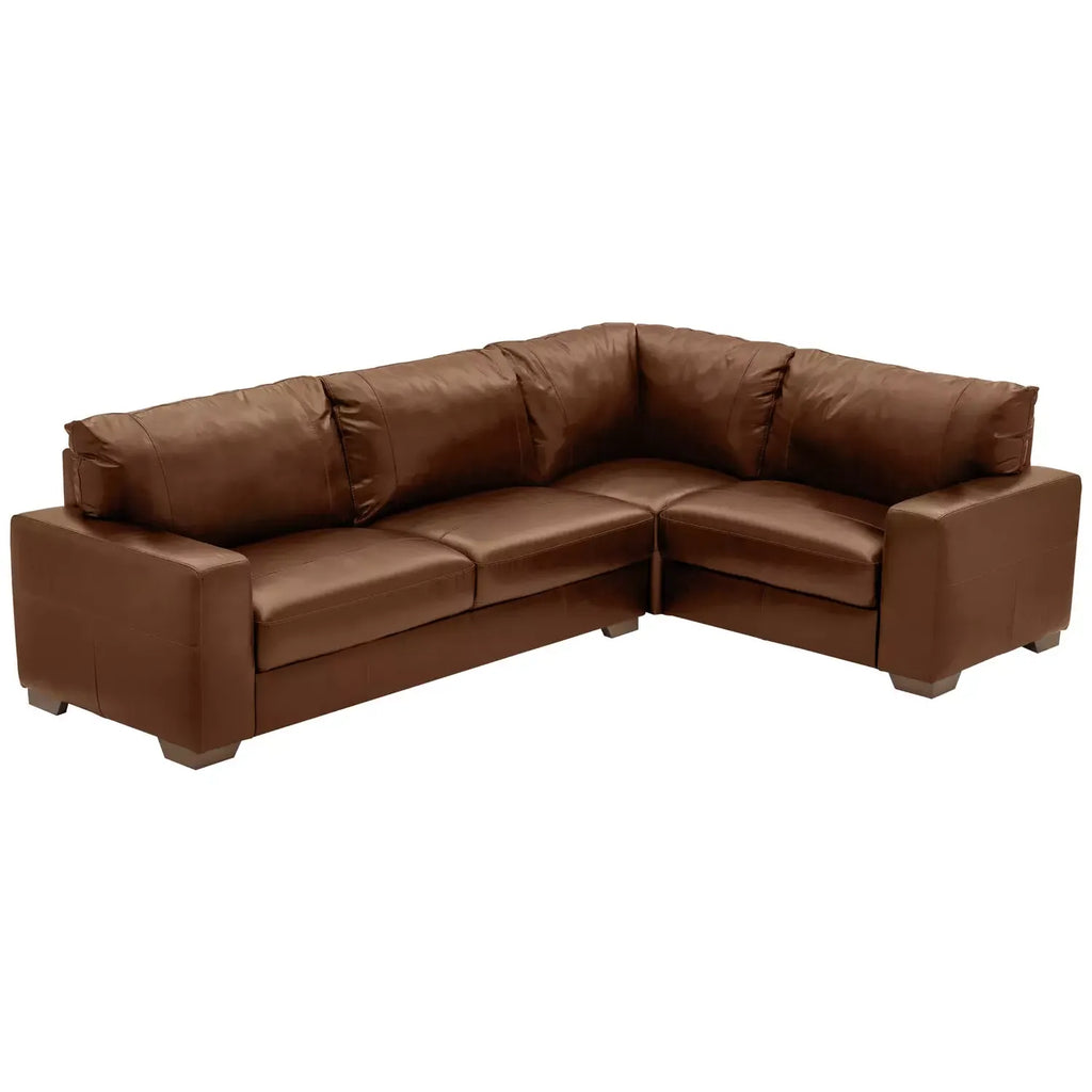 Argos Home Eton Leather Right Hand Corner Sofa - Tan / B Grade