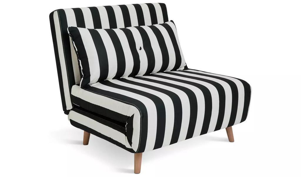 Habitat Roma Single Fabric Chairbed - Black & White / B Grade