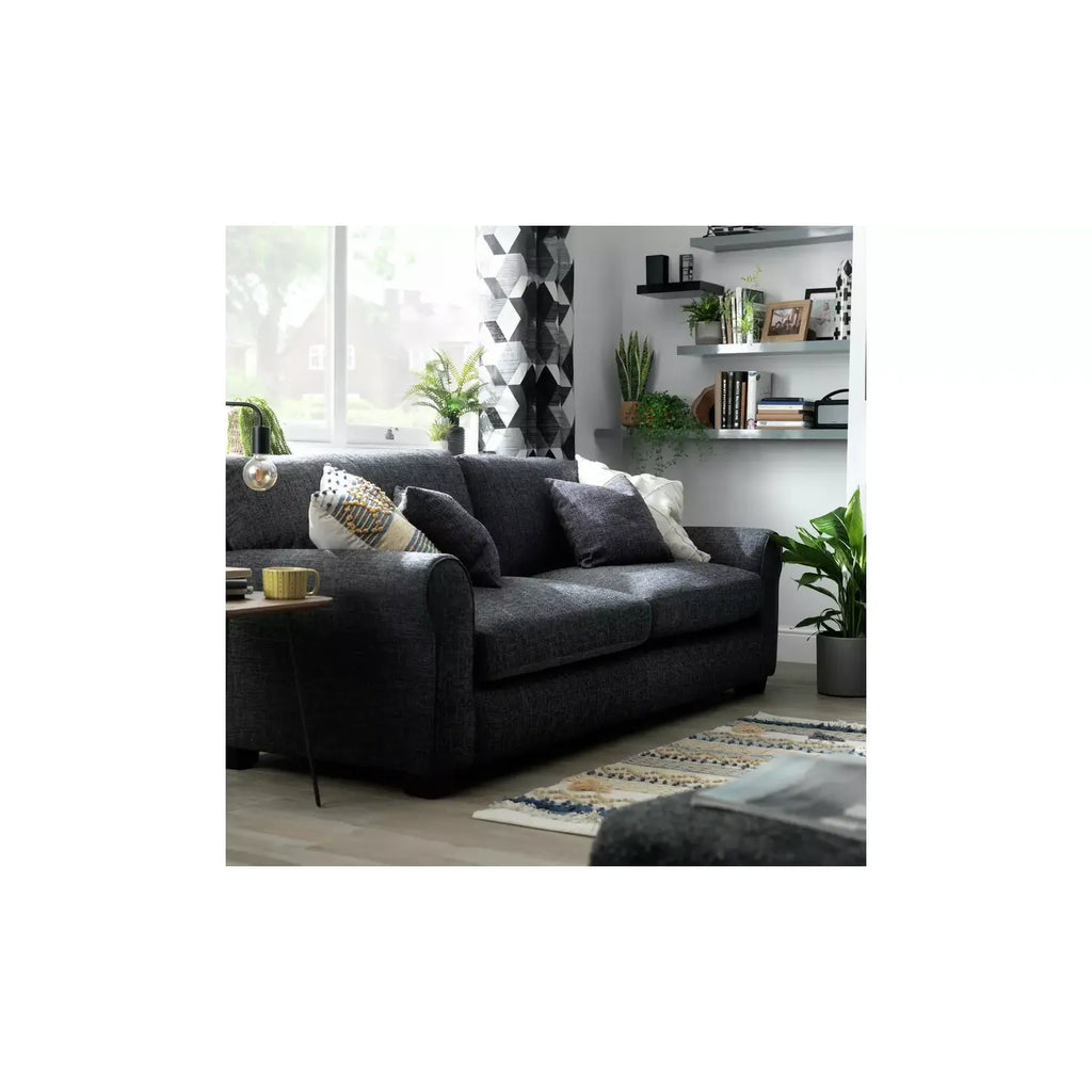 Lisbon Fabric 4 Seater Sofa - Charcoal / B Grade