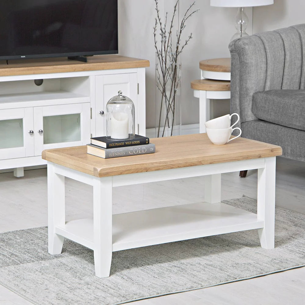 White Painted Oak Small Coffee Table / A Grade