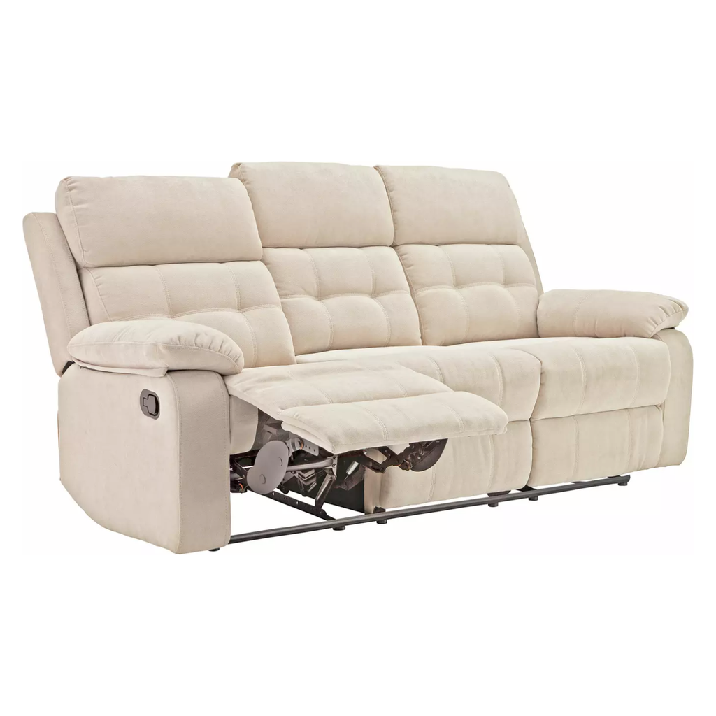 Argos Home June Fabric 3 Seater Manual Recliner Sofa Natural / B Gra