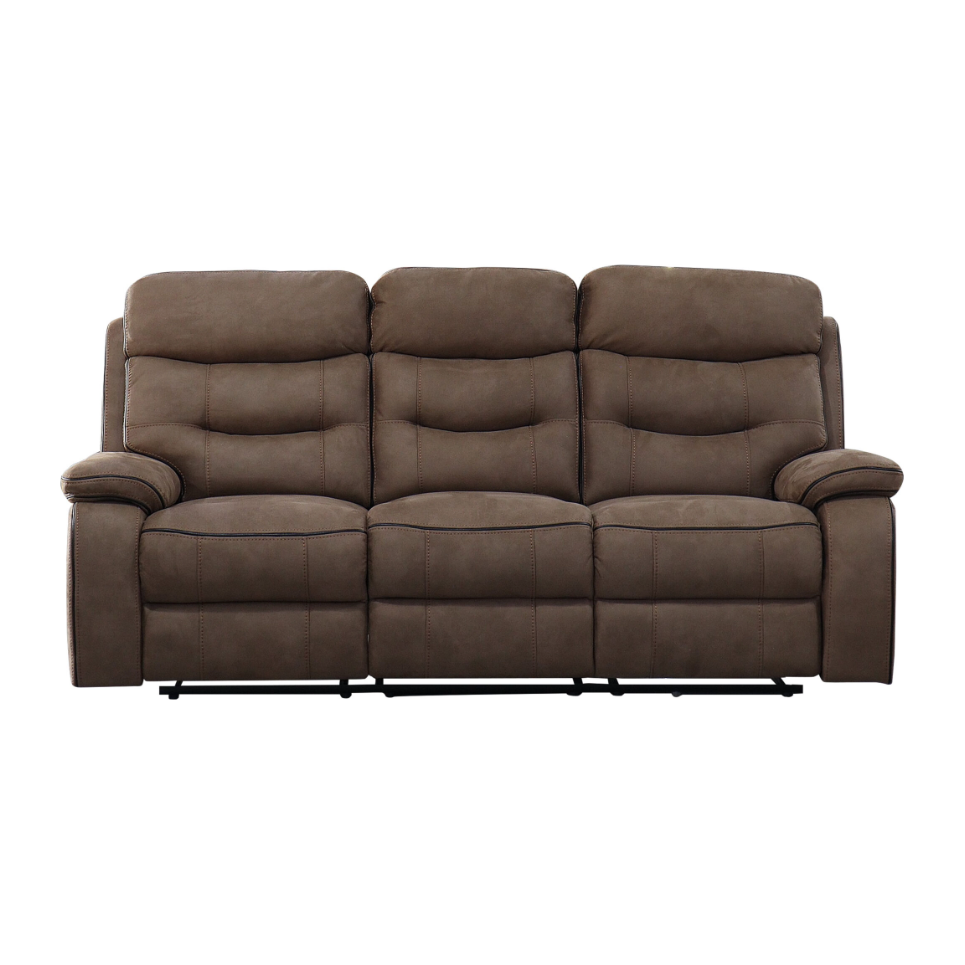 Gabriella 3 Seater Reclining Fabric Sofa - Tawny Brown