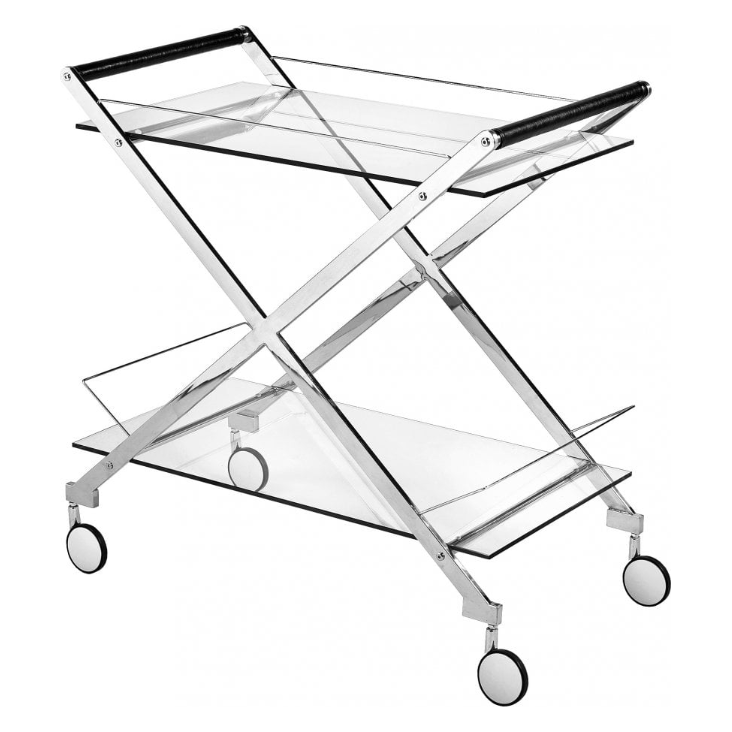 Glass Bar Cart - Silver / B Grade