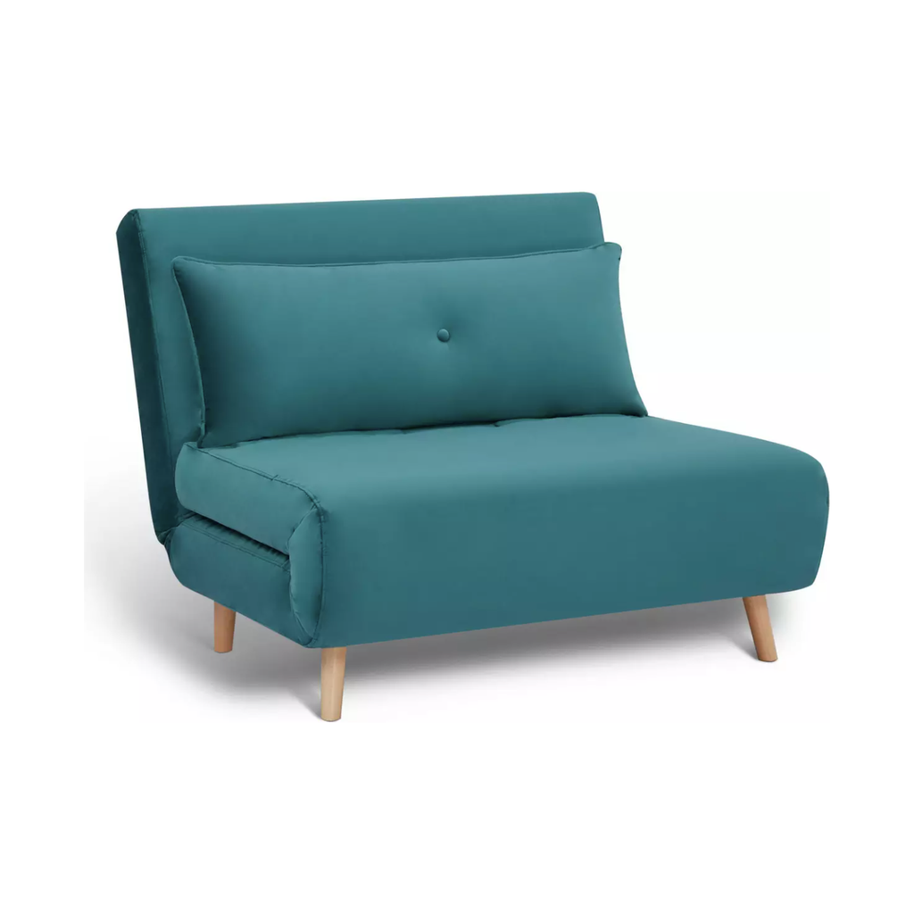 Habitat Roma Small Double Velvet Armchair Sofa Bed Teal / B Grade