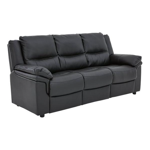 Albion Luxury Faux Leather High Back 3 Seater Sofa - Black / B Grade