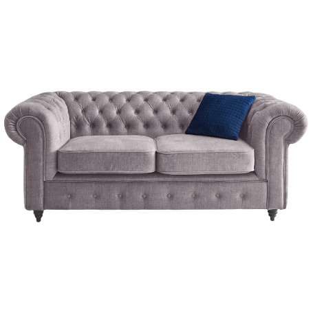 Laura Chesterfield Fabric 2 Seater Sofa - Grey / B Grade