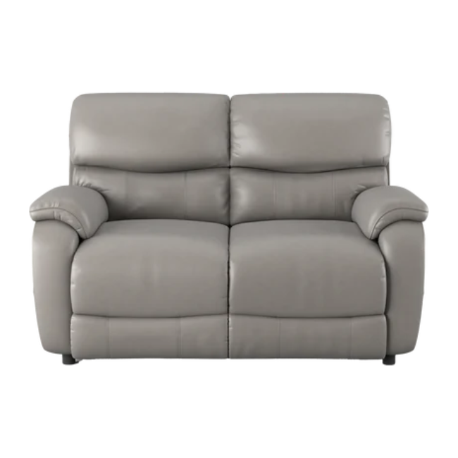 Evelyn 2 Seater Power Recliner Leather Sofa - Grey / B Grade