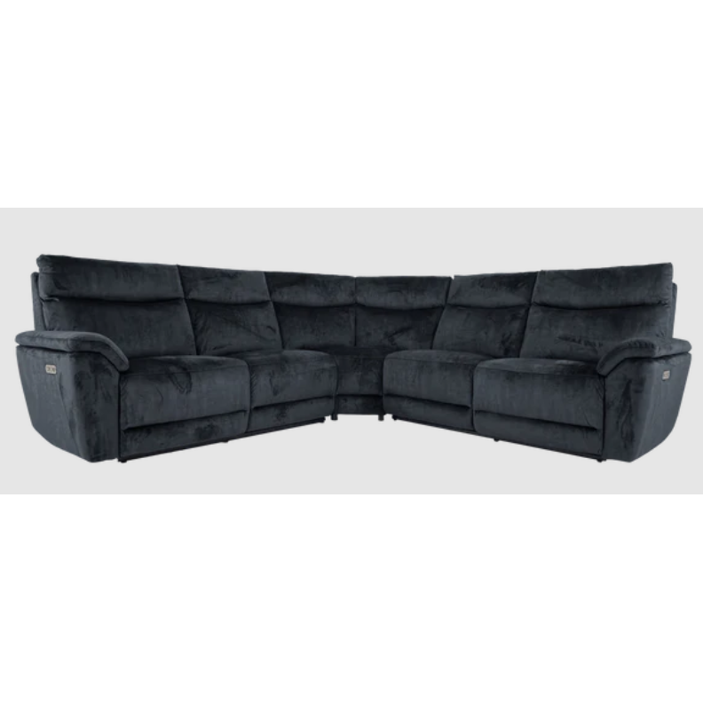 Micha Power Reclining Corner Sofa - Steel / B Grade