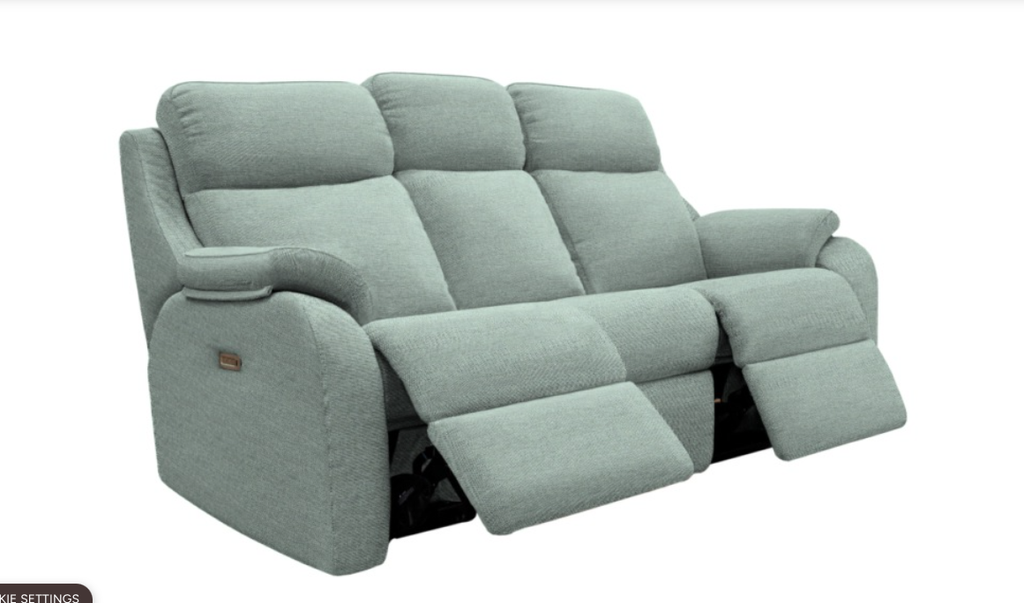 G Plan Kingsbury 3 Seater Double Power Recliner Sofa with Headrest and Lumbar - Calor Sesame / B Grade