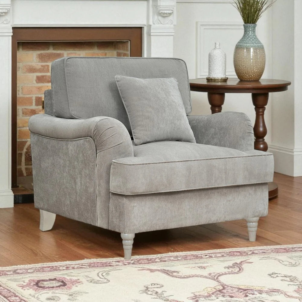 Elizabeth Fabric Armchair - Grey / A Grade