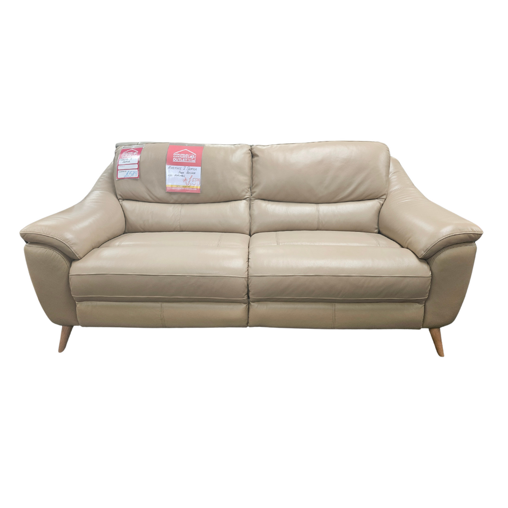 Francis 3 Seater Leather Sofa - Taupe / B Grade