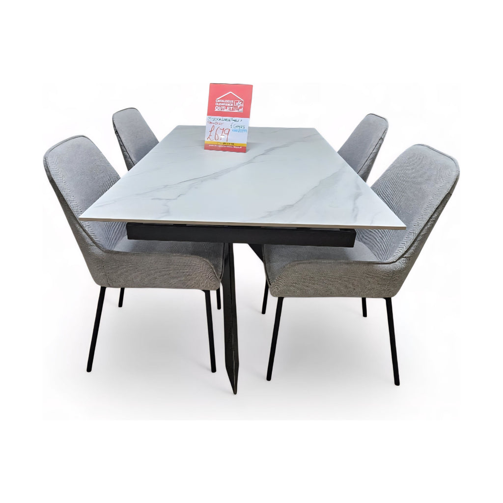 Messina Extending Dining Table With 4 Dining Chairs / B Grade