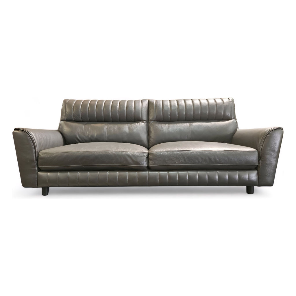 Clarkson 3 Seater Leather Sofa - Grey / B Grade