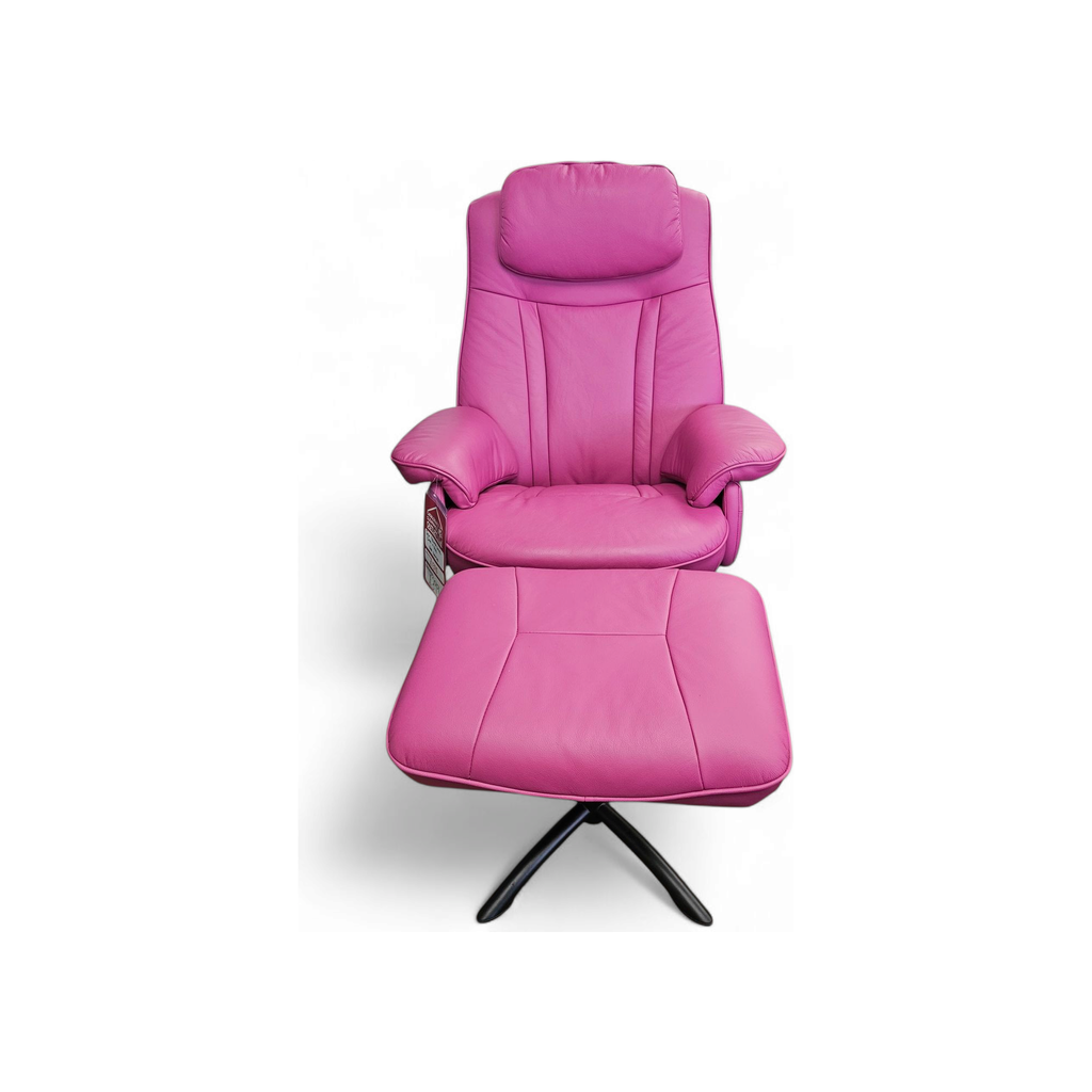 Jack Swivel Chair With Footstool - Pink / B Grade