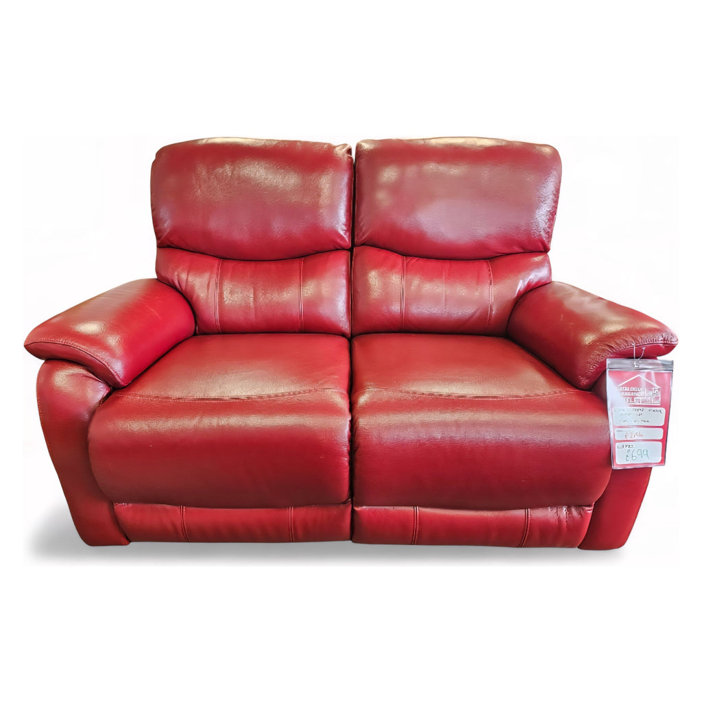 Evelyn 2 Seater Manual Recliner Leather Sofa - Red / B Grade