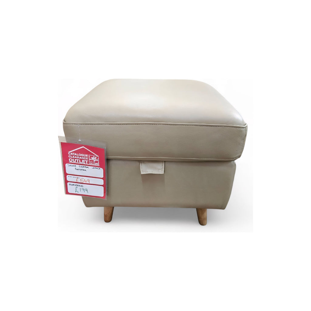 Sienna Leather Storage Footstool - Taupe / B Grade