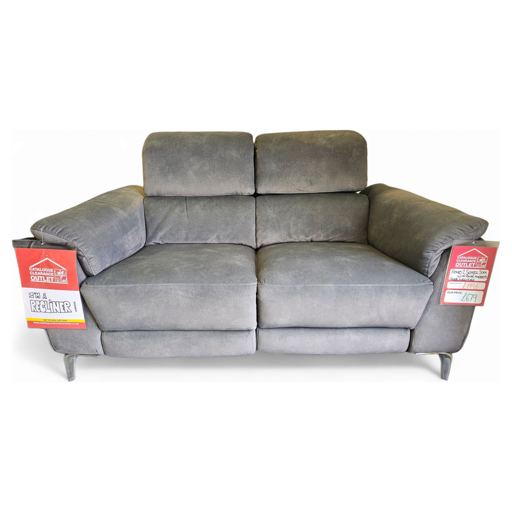 Romeo 2 Seater Fabric Recliner Sofa - Grey / B Grade