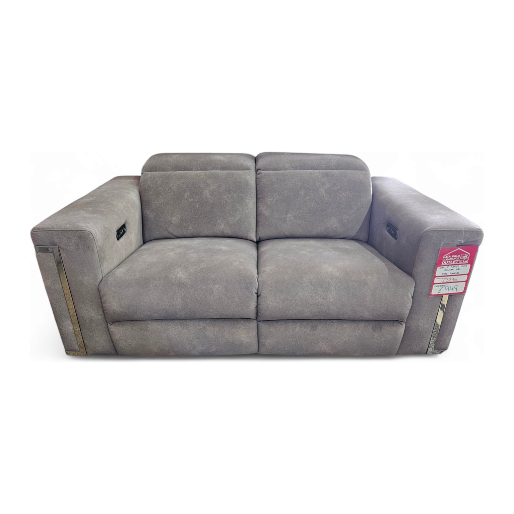Cora 2 Seater Fabric Power Recliner With Power Headrests - Grey / B Grade