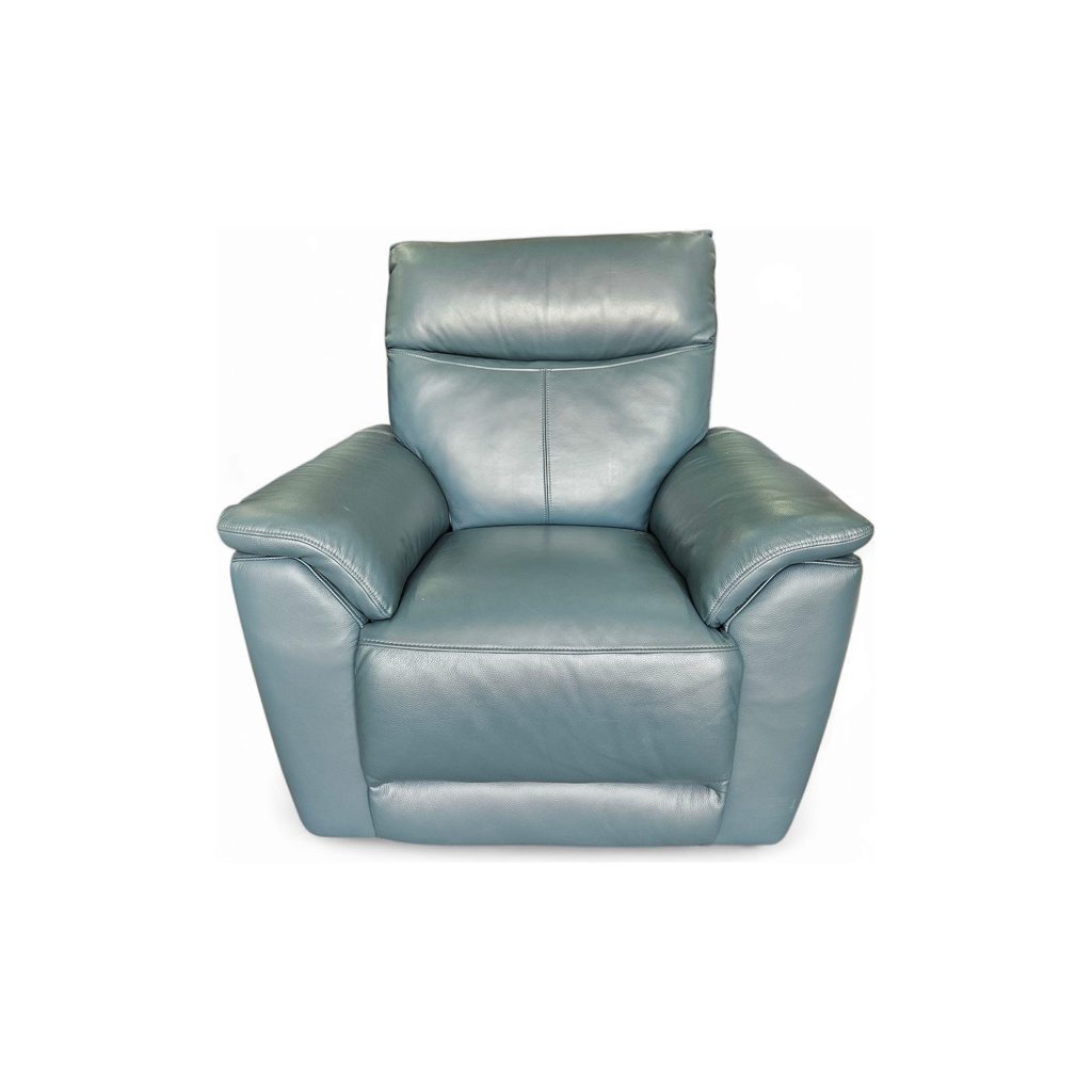 Micha Leather Power Recliner Armchair With Power Headrest - Ocean / B Grade